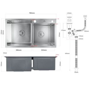 Evier inox 2 bacs - Achat / Vente Evier inox 2 bacs pas ...
