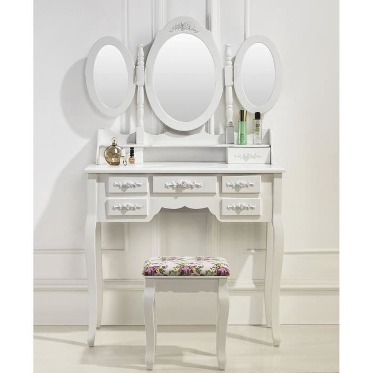 coiffeuse blanche 3 miroirs