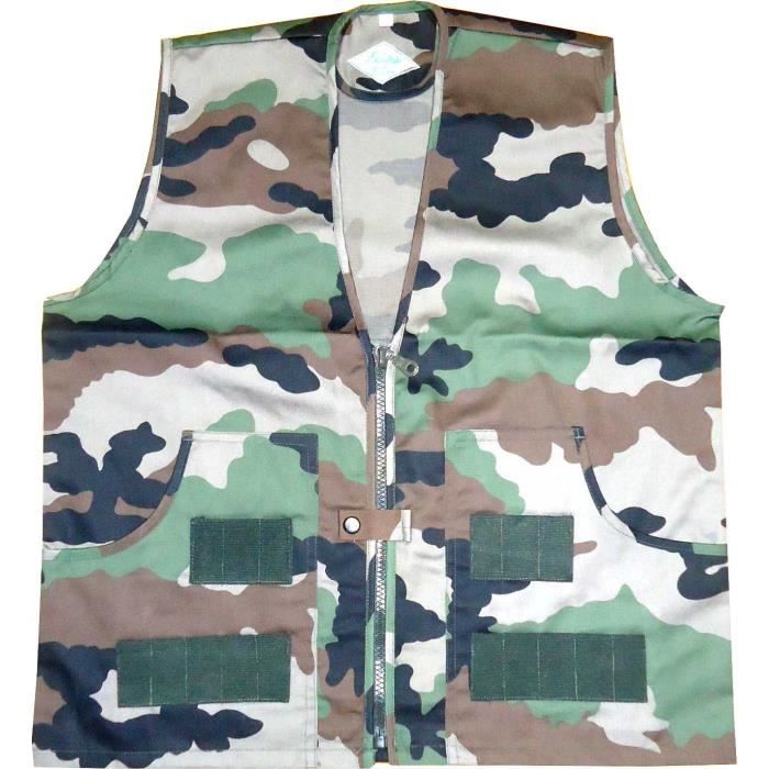 TERRITOIRE CHASSE Gilet 4 poches - Motif camouflage