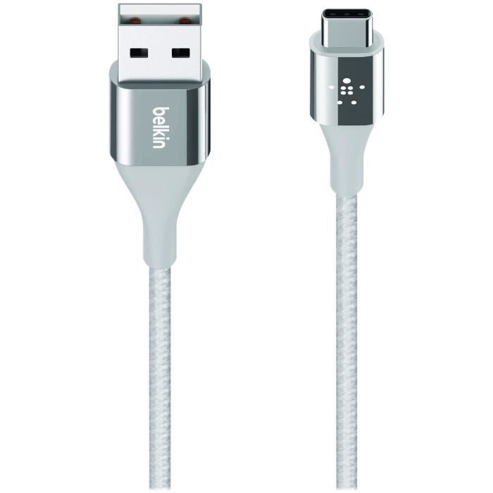 BELKIN Câble USB DuraTek - USB-C (M) pour USB (M) - 3 A - 1,2 m - Gris argenté