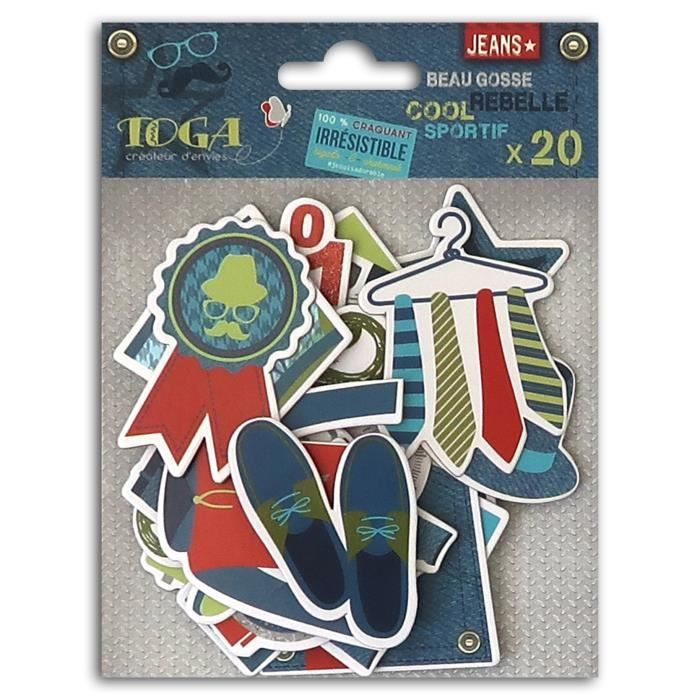TOGA Lot de 20 Chipboards 100% Masculin