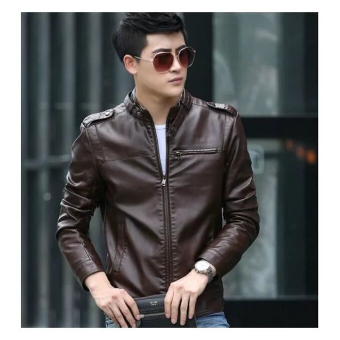 Unie Long Couleur Manche Veste Marron Court Achat Mode Homme 57qYx