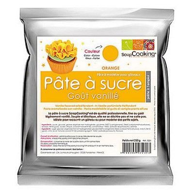 DÉCORATION PÂTISSERIE Pâte à sucre arômatisée vanille   Orange