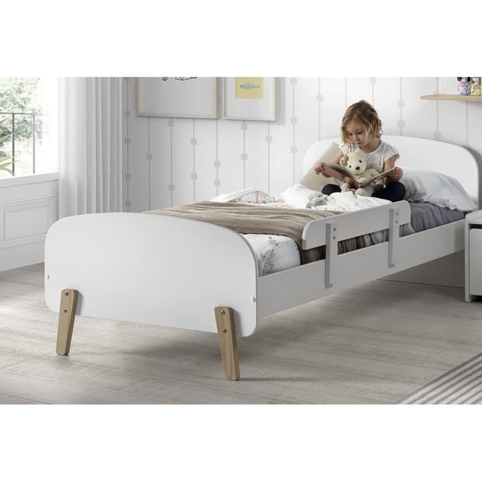 KIDDY Chambre enfant complète style scandinave en bois pin massif et MDF laqué blanc - l 90 x L 200 cm