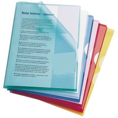 Pochettes Plastique Coin Transparent A4 - Lot De 35 En 7 Couleurs + 300 Marque-pages, Protection Documents, Classement (polypropylène)