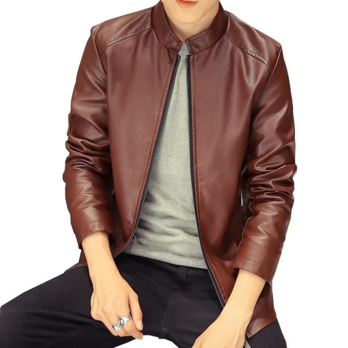 rouge noir fibres En couleur Homme Polyester tissu Cuir bleu Veste nzPxwCqT8z