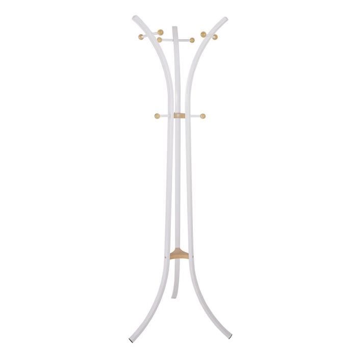 Porte manteaux 12 boules 176 cm blanc et naturel