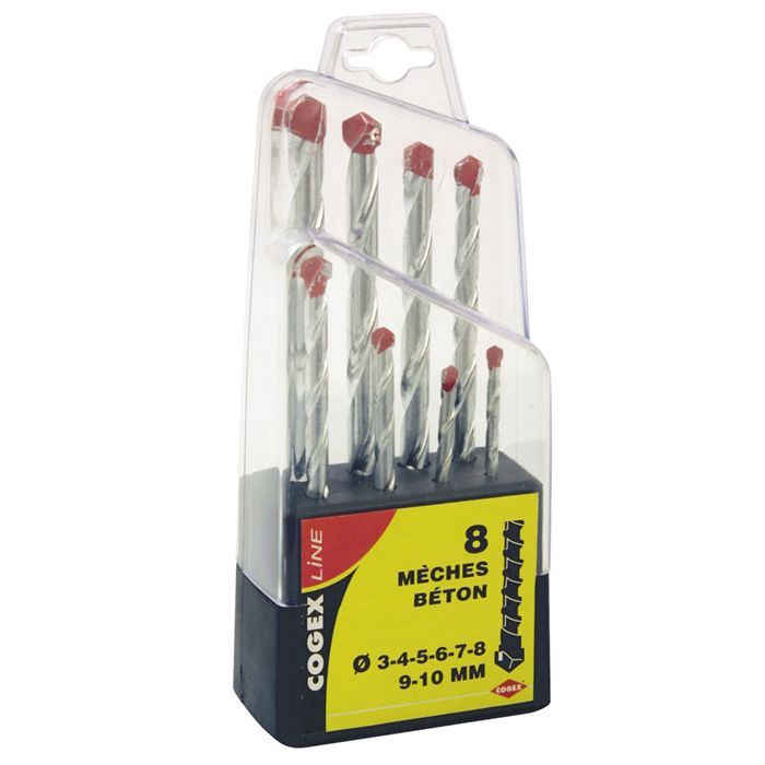 COGEX Lot de 8 mèches béton 3 à 10mm
