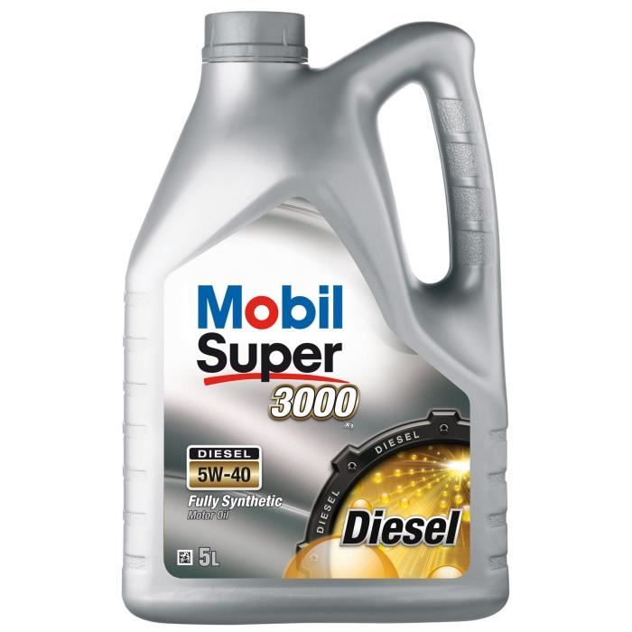 MOBIL Huile moteur voiture tourisme diesel Super 3000 - 5W40 - Synthétique - 5L