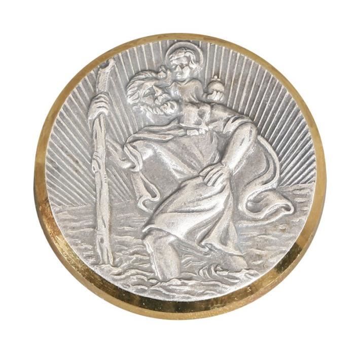 CARLINEA Médaille adhésive St Christophe - Doré et argenté