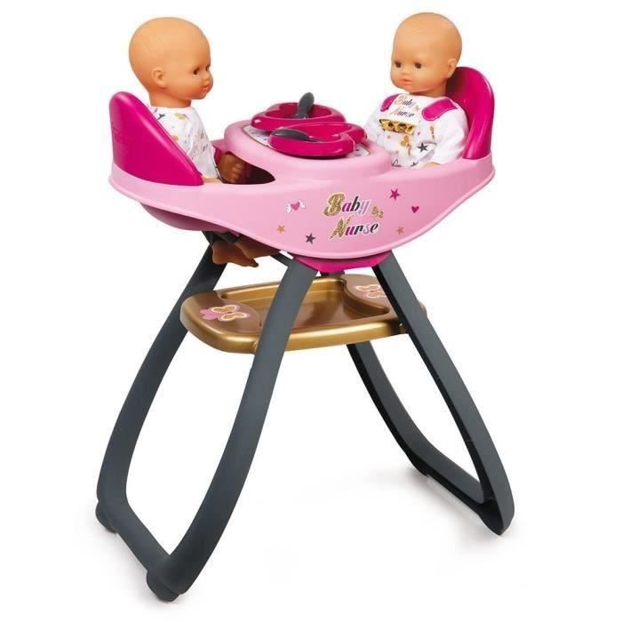 SMOBY Baby Nurse Chaise Haute Jumeaux + 4 Acs
