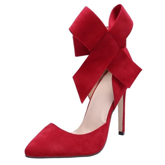 Taille A Pompe Bowknot Souligné Toe Talon 37 Sexy Haut 40 Femmes Cheville Chaussures fT68OvcqX