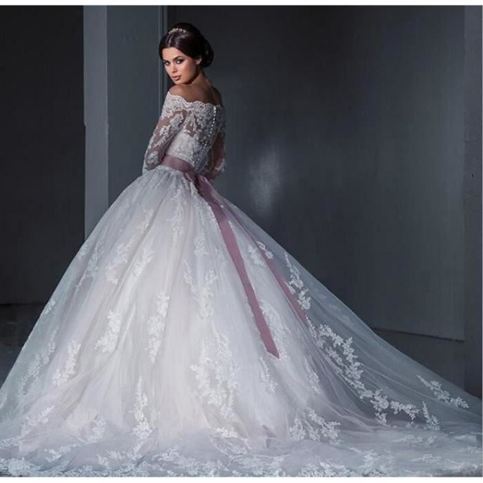 Luxe Robe De Mariage Bal Princesse A-Line Avec Manche ...