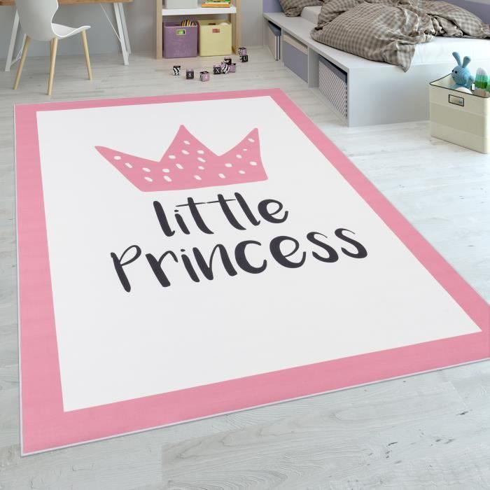 Dimension:120x170 cm Tapis Enfant Filles Chambre Enfant Tapis Jeux Poils Ras Papillons Rose