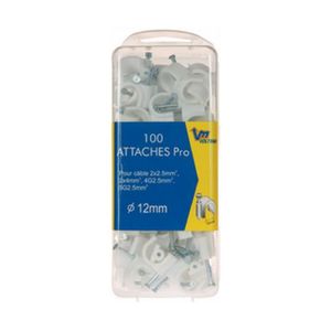 VOLTMAN Lot de 100 attaches câble professionnelles - Diam?tre : 12 mm? - Blanc