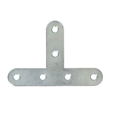 Lot de 4 équerres en T plate en acier zingué - 55 x 80 x 1,5 mm
