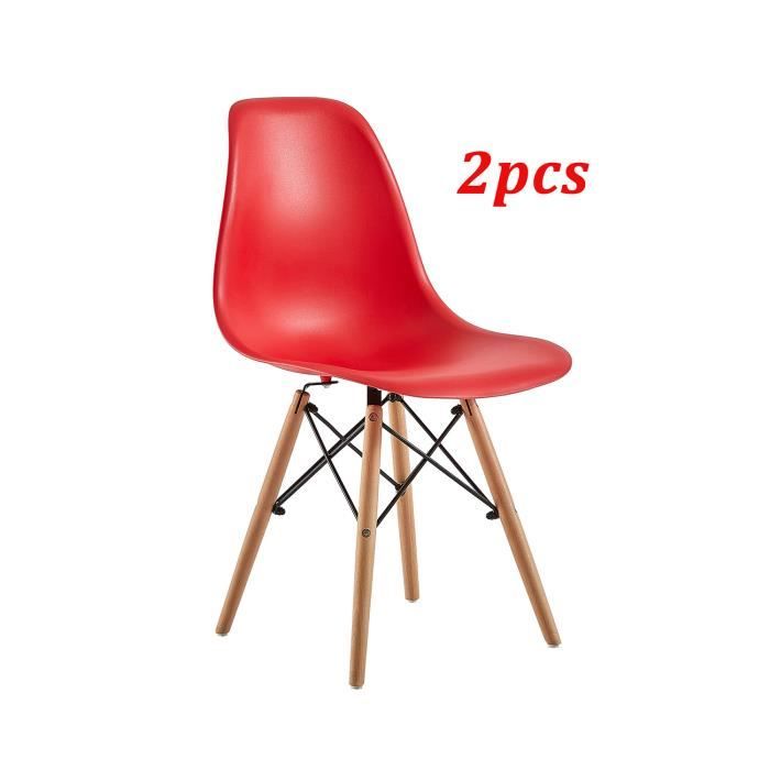 2 sec Chaise Dora Rouge bois Scandinave pieds en hêtre Household × Design de Qdtshr