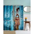 4-Rideau douche Bleu bois rustique Serrure Distressed Pays Garage ... 4-Rideau douche Bleu bois rustique Serrure Distressed Pays Garage ...
