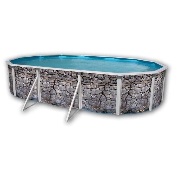 PIERRE GRISE Piscine en acier ovale 640x366x120