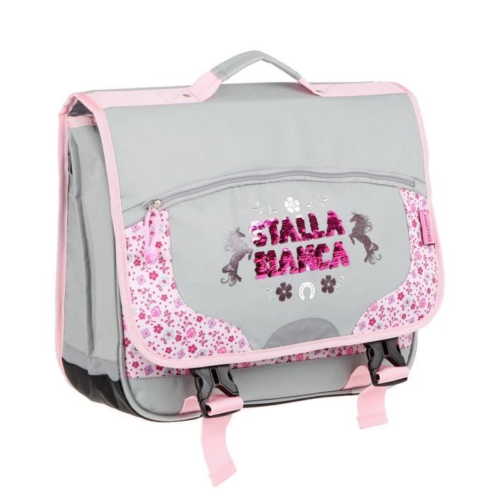 KID'ABORD STALLA BIANCA Cartable - 2 Compartiments - 38 cm - Gris - Primaire - Enfant Fille