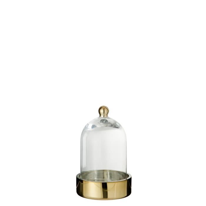 Cloche verre déco 13x13x20 cm Or et Transparent