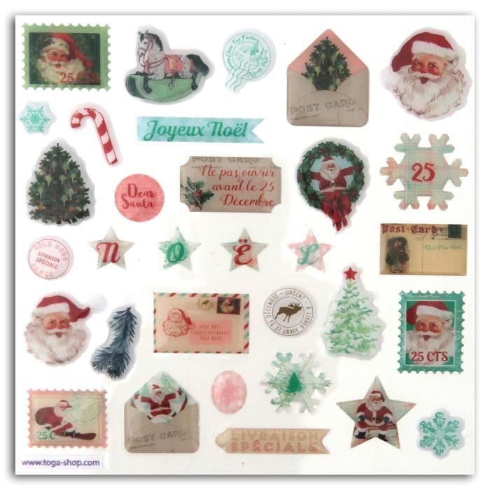 TOGA Planche de 32 Stickers Epoxy - Motif Dear Santa