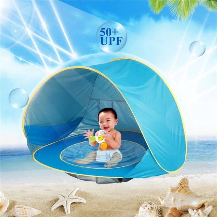 2pcs Tente Plage Anti Uv Upf 50 Bébé Piscine Fond Etanche Camping