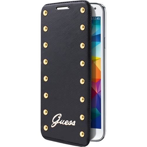 GUESS Etui à rabat Slim pour Samsung Galaxy S5 - Clouté - Noir