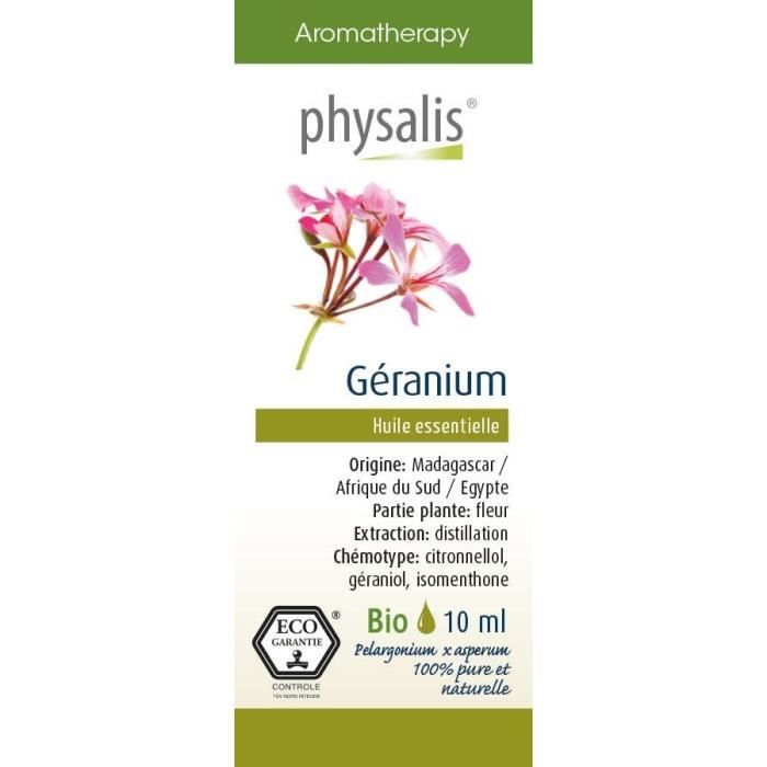 Physalis huile ESSENTIELLE Géranium 10 ml Bio