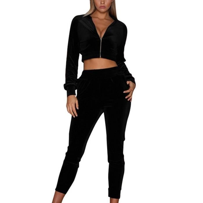 À Veste Shirt Survêtement Blouson 2pcs Minetom Sports Ensemble Longue Capuche Suits Femmes Sweat Jogging Pantalon Velours Manche ErCdoQexBW