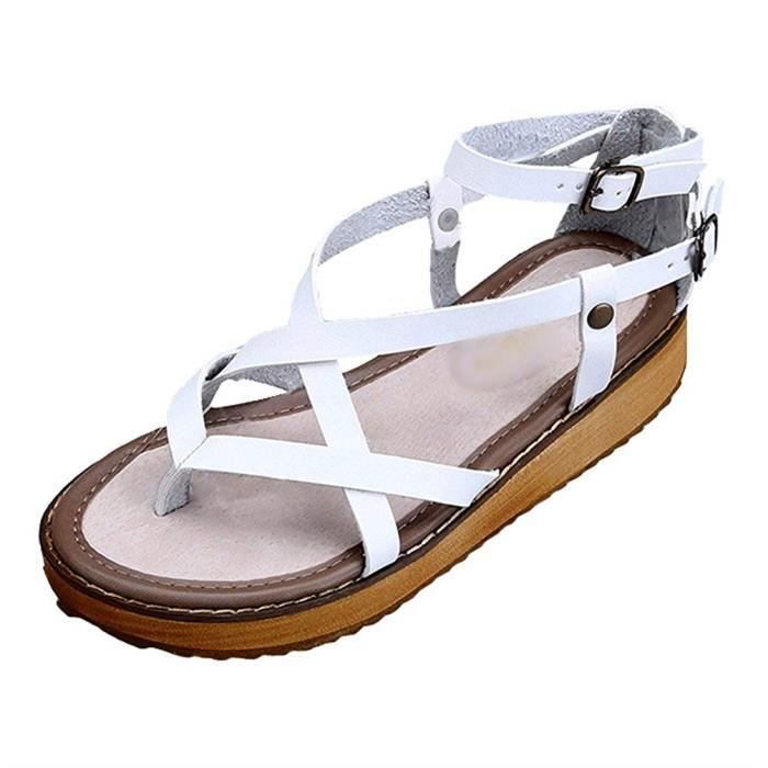 b Mode A Noir a Plate Noir Sandales Femme toe Marron Peep Blanc Plage Minetom Marron b a Été Plateforme IOUwxBnqz