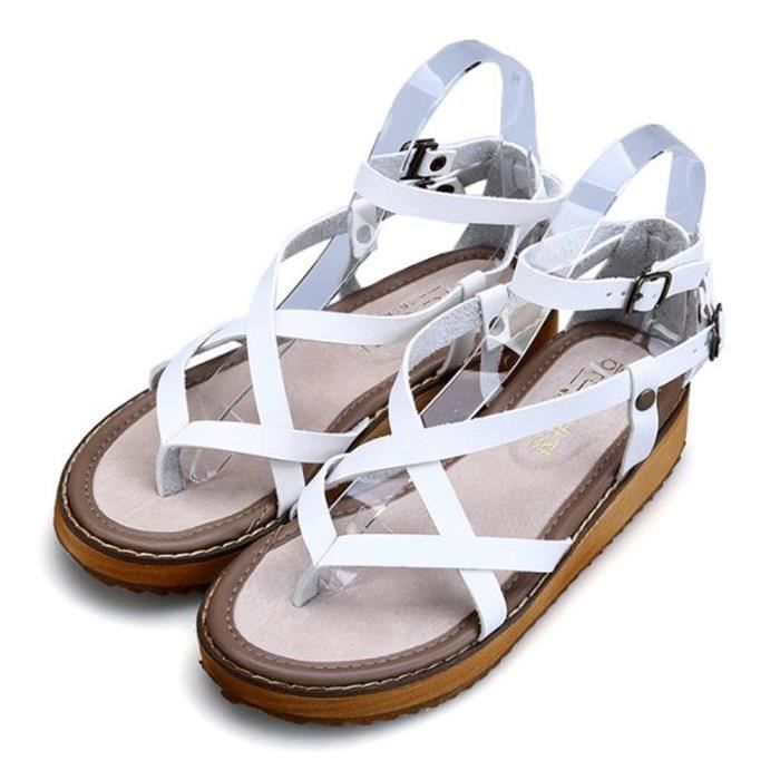 b Mode A Noir a Plate Noir Sandales Femme toe Marron Peep Blanc Plage Minetom Marron b a Été Plateforme IOUwxBnqz