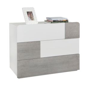 Delia Commode 3 tiroirs blanc laqué et béton - Achat / Vente commode ... Delia Commode 3 tiroirs blanc laqué et béton - Achat / Vente commode ...