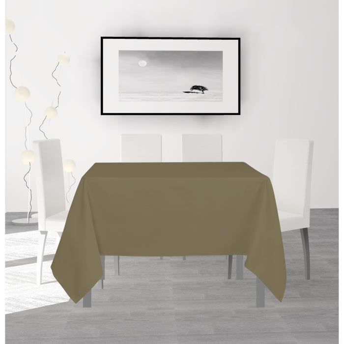 SOLEIL D'OCRE Nappe anti-tâches carrée Alix - 140 x 140 cm - Taupe