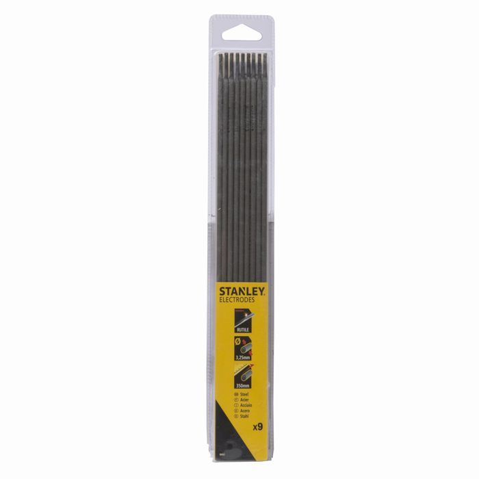 STANLEY 460732 Lot de 9 électrodes rutiles acier - Ø 3,25 mm - L 350 mm - Baguettes de soudure