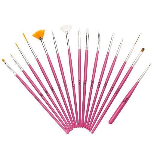 Set Kit Professionnel Nailart De 15 Pinceaux Accessoires Decorations A Ongles Nail Art Roses Stripers Liners Fins Dotters