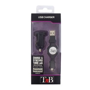 TNB Pack chargeur allume-cigare + câble compatible tout Smartphone micro USB - Noir