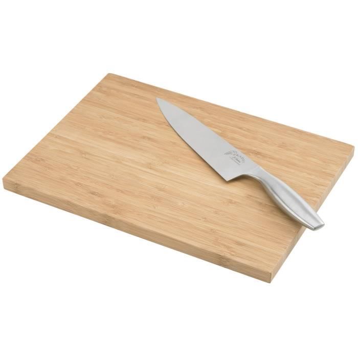 JEAN DUBOST Planche à découper en bambou + couteau de chef - Inox
