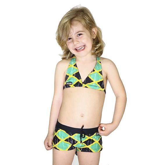 FREEGUN Maillot de bain Mini Drapo Jamaïque - Fille - Vert noir jaune