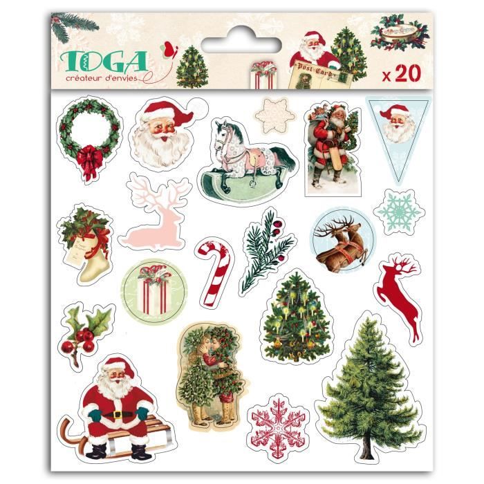 TOGA Planche de 20 Stickers Puffy - Motif Dear Santa - 15x15 cm