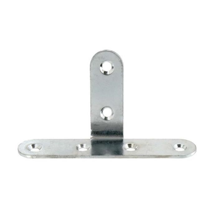 Lot de 4 équerres en T cambrées en acier zingué - 40 x 80 x 1,5 mm