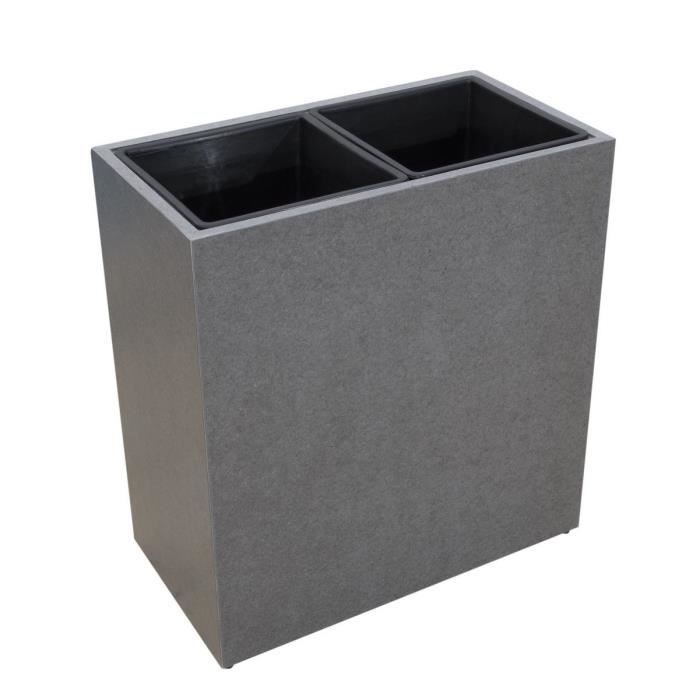 Cache-pot en fibre de ciment - 69x36,50x73,5cm - Gris