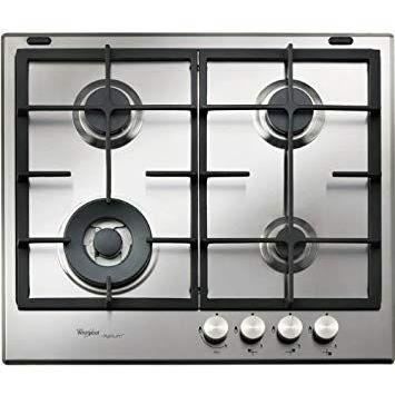 Whirlpool GMA6422IXL - Table de cuisson au gaz iXelium™ 58 cm avec wok-4 bruleurs-8000W-Allumage électronique d‘une main