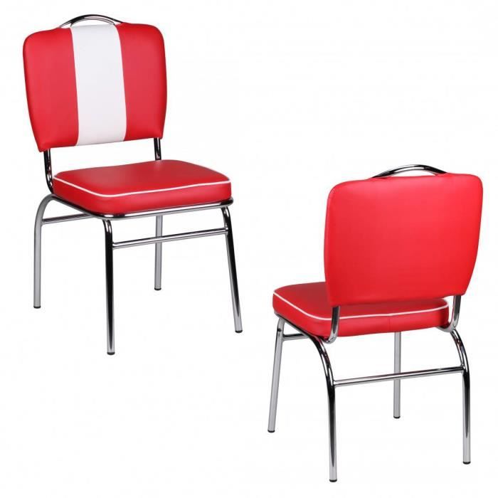 salle chaise américaine 50s diner retro rouge blanc - achat / vente