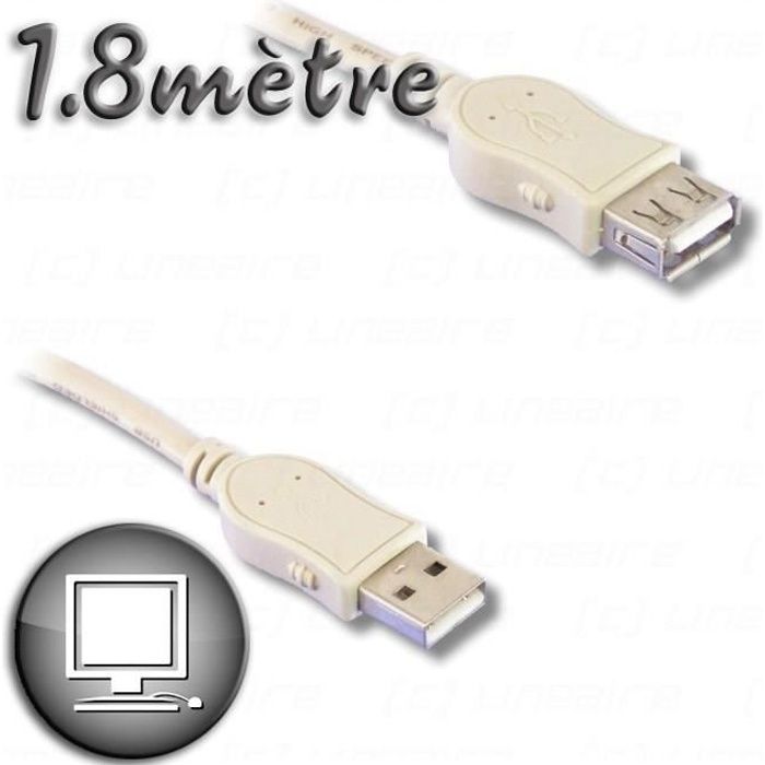 Câble Rallonge USB 2.0 A mâle / A femelle 1m80