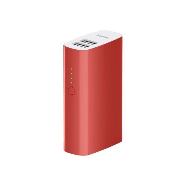 BELKIN Batterie de secours - Double port USB 2.4A (2 x 2.1A), 4400Mah - Rouge