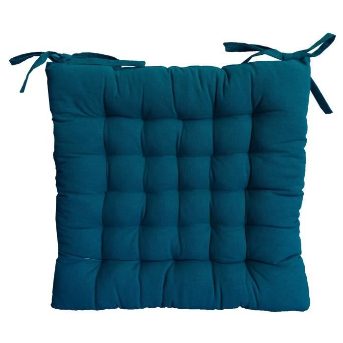 Galette de chaise 25 points 40x40x4 cm BLEU CANARD