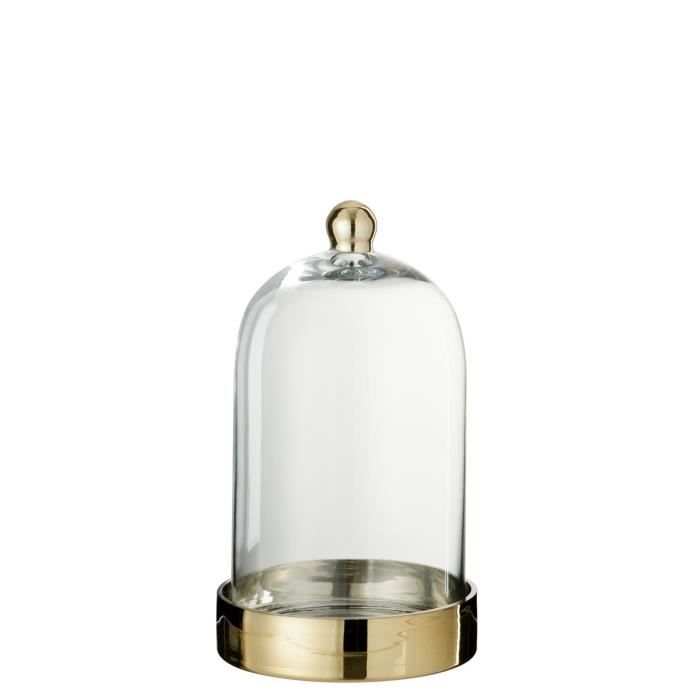 Cloche verre déco 18x18x30 cm Or et Transparent