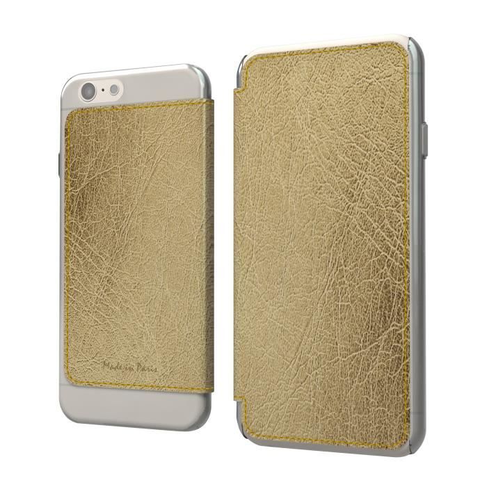 MUVIT Made in Paris Etui - Crystal - Pour Apple Iphone 6, 6s + - Lucca metal champagne