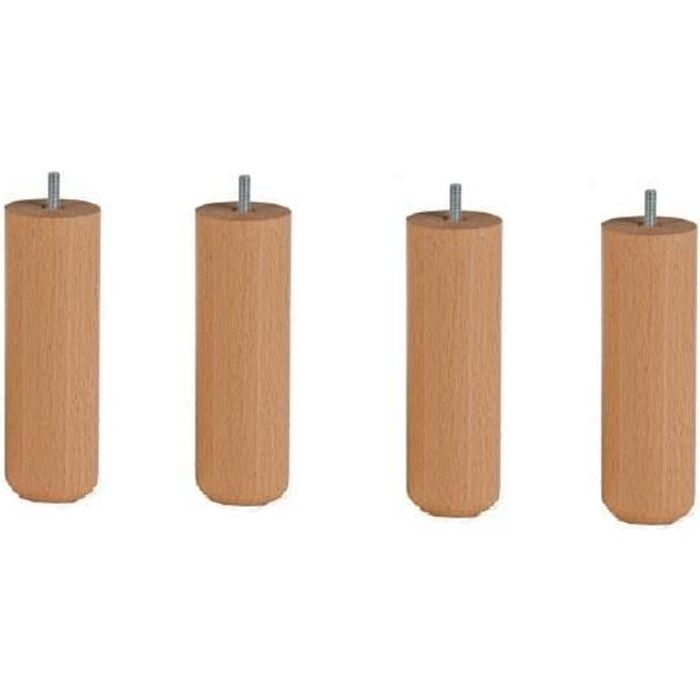 Pieds De Lit à Roulettes Someo - Lot De 4 - Hêtre Naturel 15cm - Roulettes Pivotantes Avec Frein